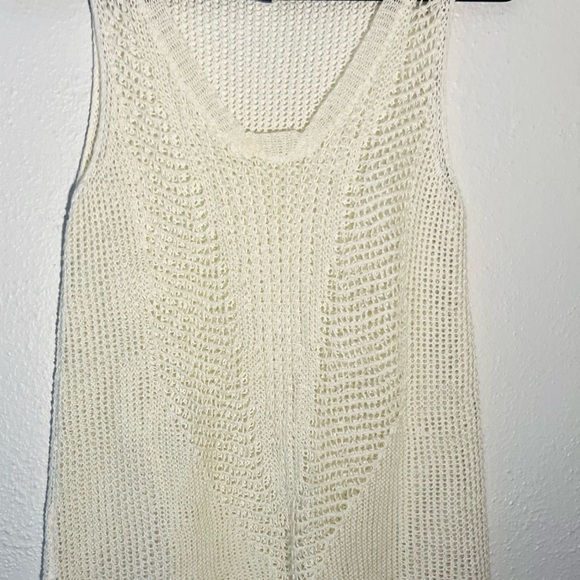 Cabi Linen Crochet Knit Sleeveless Tank Ivory Boho Beach Top Size S - Picture 2 of 9